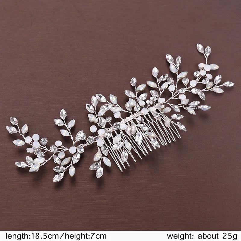 FORSEVEN Shining Crystal Rhinestone Leaf Hair Combs Headpieces Jewelry for Women Bride Noiva Wedding Party Headbands | Украшения и