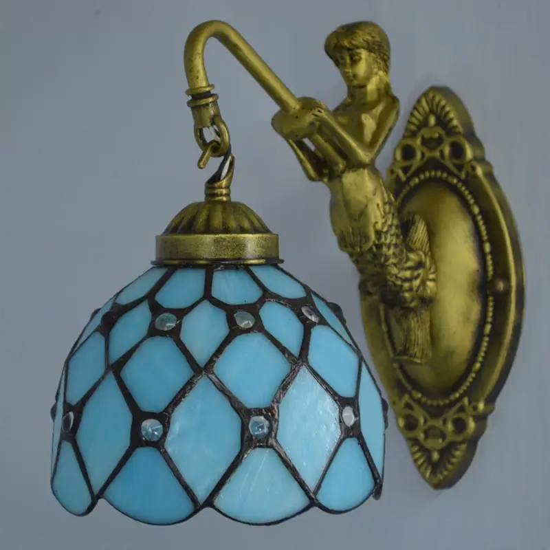 Настенный светильник Tiffany настенное бра в виде Русалочки прикроватное зеркало