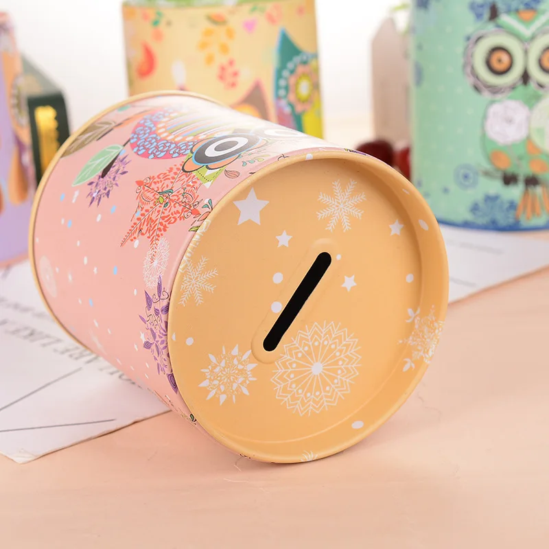 

Owl Round Piggy Bank Money Box Metal Coin Bank Money Saving Box Home Decoration Figurines Craft Christmas Gift For Kids