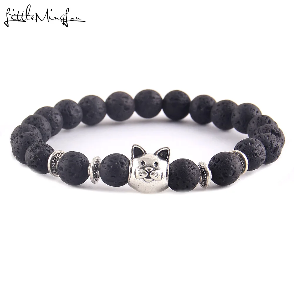 Модный трендовый милый мужской браслет MingLou с очаровательным котом из лавового