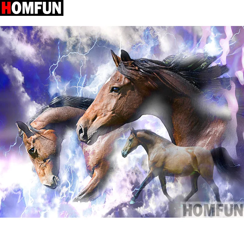 Алмазная живопись HOMFUN Лошадь полное квадратное/Круглое украшение для стен