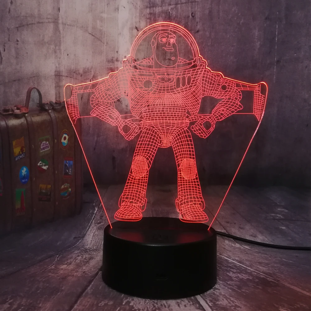 Новый светильник Buzz Toy Story 3D светодиодный ночник настольная лампа RGB 7 цветов