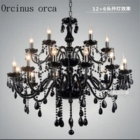 european black crystal chandelier dining room bedroom clothing store cafe led lamp glass postage free
