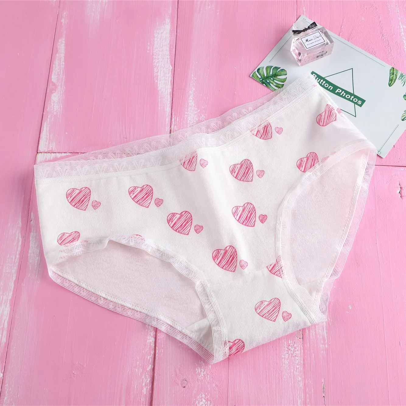 Pink love Новое нижнее белье для женщин, хлопковые трусики с принтом сердца, сексуальное нижнее белье, женские трусики, бесшовные трусы для женщин - Цвет: Pink love