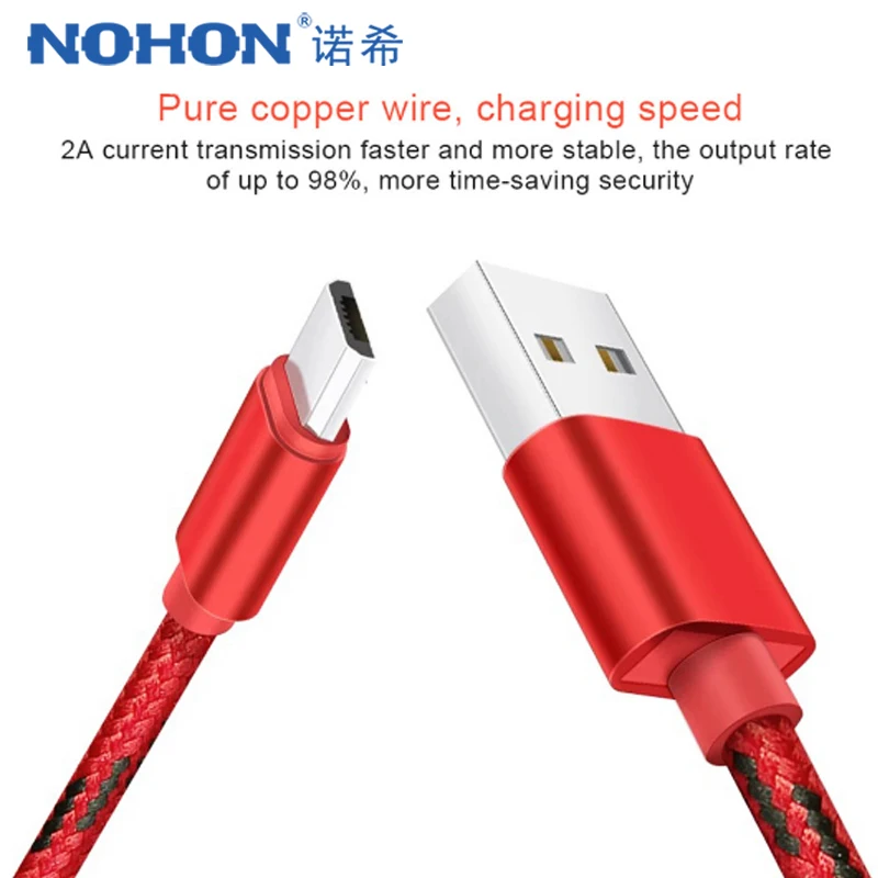 NOHON Micro USB нейлоновый зарядный кабель для Samsung Galaxy S7 S6 Huawei Xiaomi Быстрая зарядка