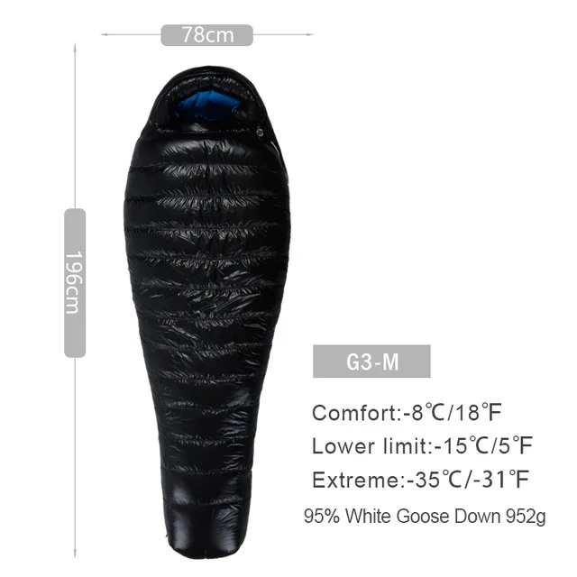 G3 Black M AEGISMAX G серия белый гусиный пух мумия кемпинг спальный мешок Сверхлегкий дизайн перегородки Открытый Туризм нейлоновый спальный мешок - Цвет: G3 Black M