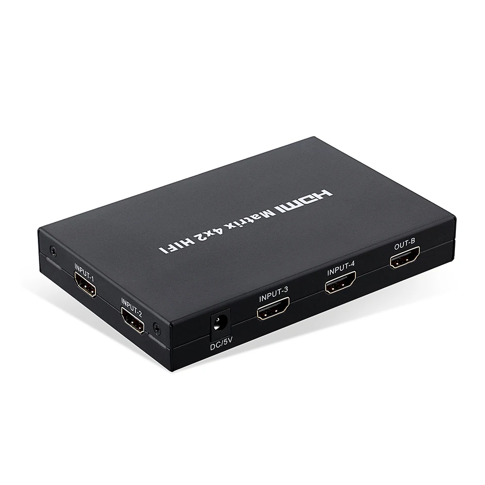 Матрица 4X2 HDMI матрица с Аудио 2X2 матричный коммутатор переключатель 4 в 2