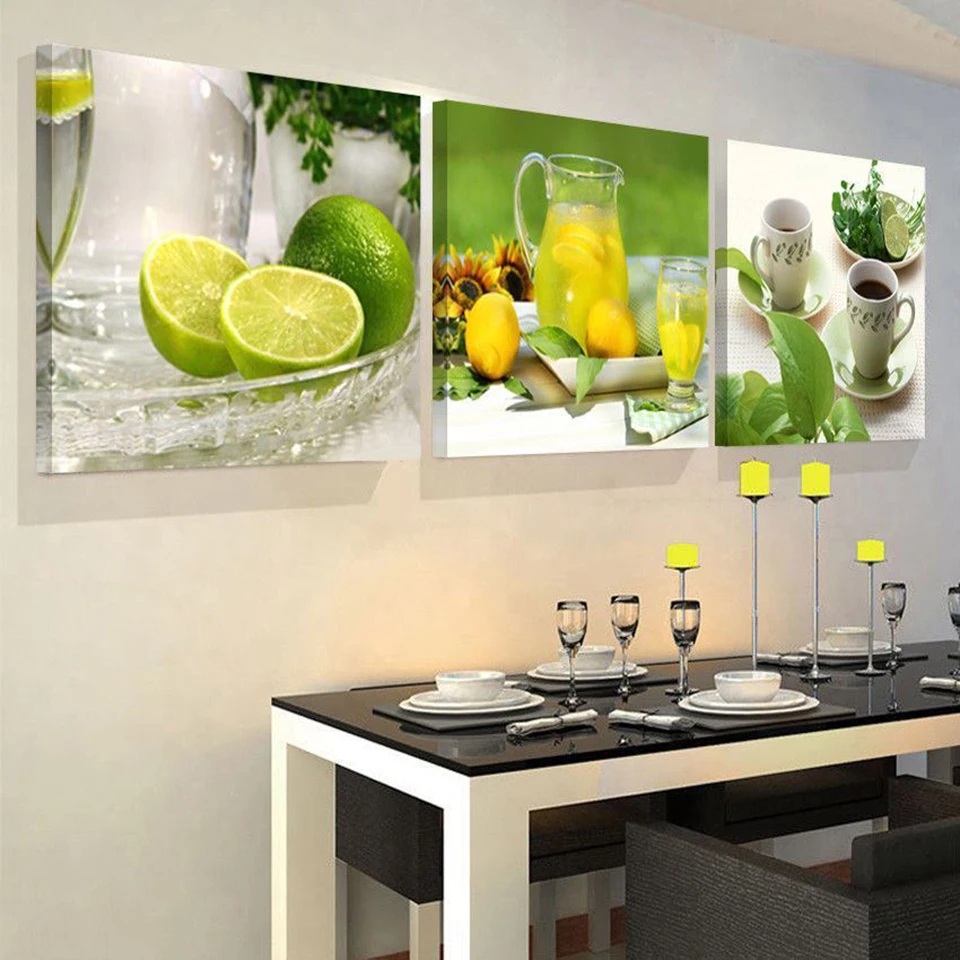 Гостиная HD с Современная живопись комплект из 3 предметов лимон Кофе модульная