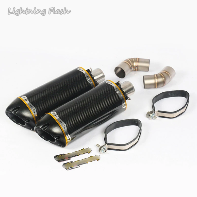Для поездок на мотоцикле Ducati Monster 696 695 795 796 1100 Мотоцикл выхлопной левый и правый хвост выхлопной трубы+ 2x среднего звена трубы Moto побег модифицированный - Цвет: A