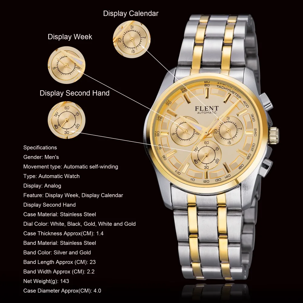 Мужские Аналоговые часы с автоматической датой и автоподзаводом браслет из