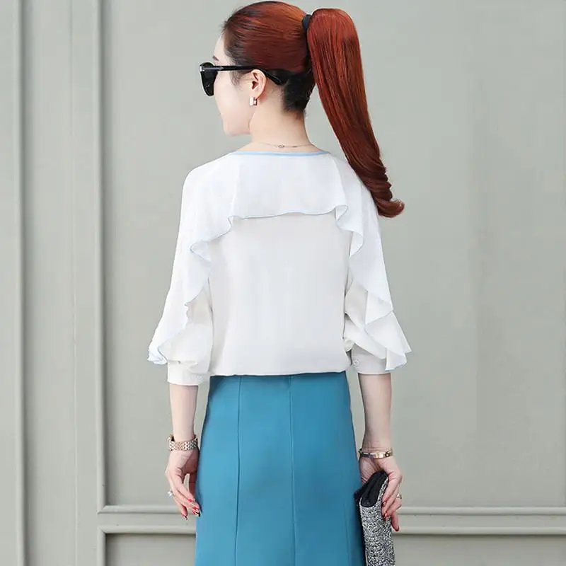 Женский комплект из двух предметов винтажный шифоновый костюм с топом и юбкой