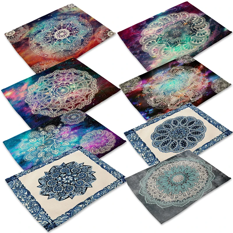 

Bohemia Mandalas Pattern Table Placemats For Table Set Cotton Linen Home Kitchen Pad Coffee Tea Place Mats Accessories Placemat