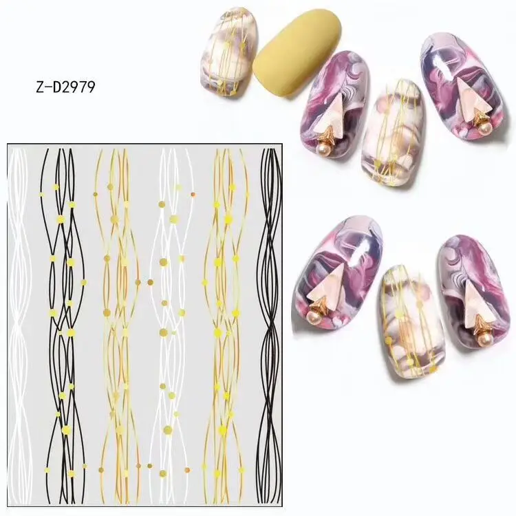ZD-2979-2986 серии, новейший дизайн золотых линий, стикеры 3D на ногти nail Art Шаблон для украшения ногтей - Цвет: ZD-2979