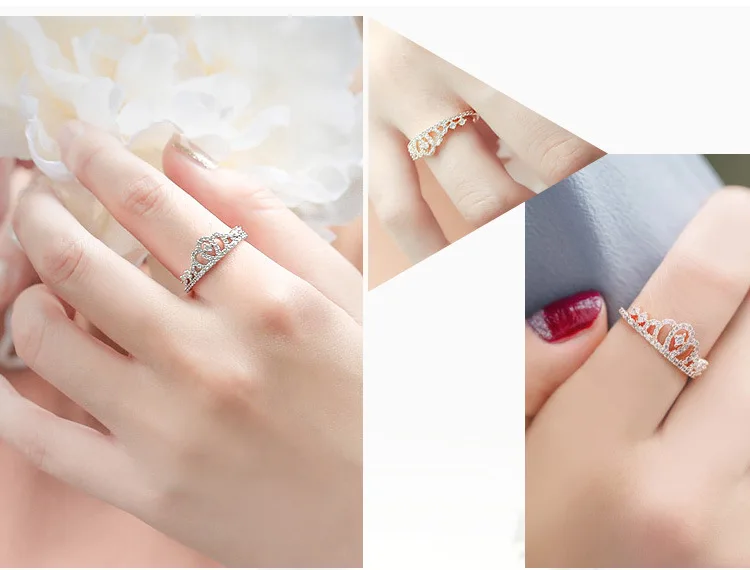 Серебряное Открытое кольцо S925 пробы с короной модные украшения|open ring|fashion ringsring