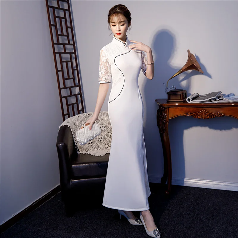 Сексуальное длинное платье Ципао летнее винтажное в китайском стиле модное