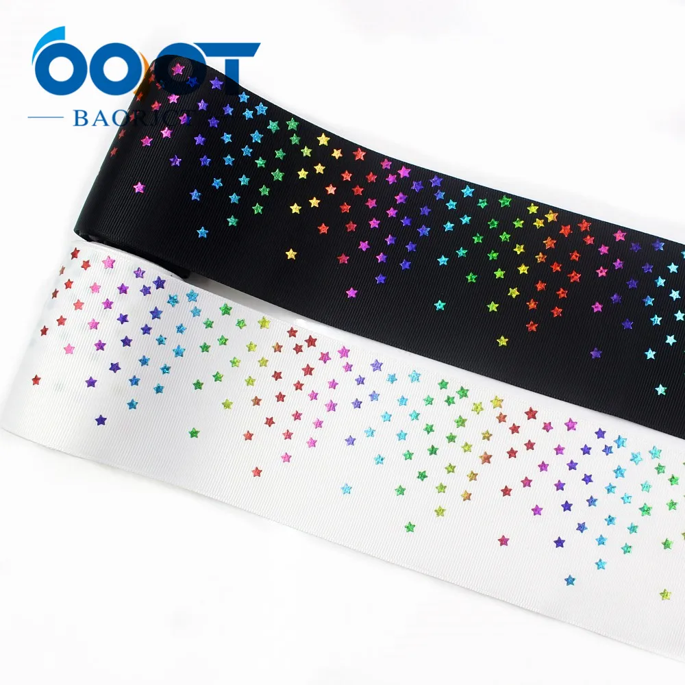 OOOT BAORJCT I-19508-1181, 75 мм 2 ярдов красочные горячие штамповки пятиконечной звезды ленты, лук крышка аксессуары и DIY украшения