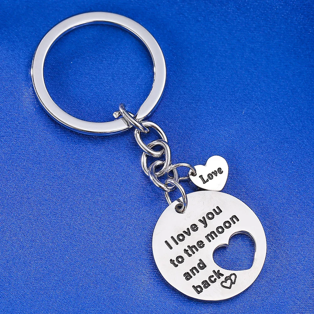 Брелок из нержавеющей стали с надписью I Love You To The Moon And Back Heart|heart keychain|couple keyringkeyrings
