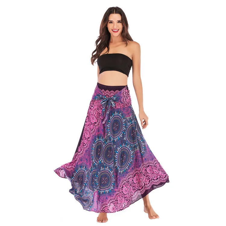 Faldas Mujer Moda 2019 Женская длинная хиппи богемная Цыганская Бохо Цветочная эластичная