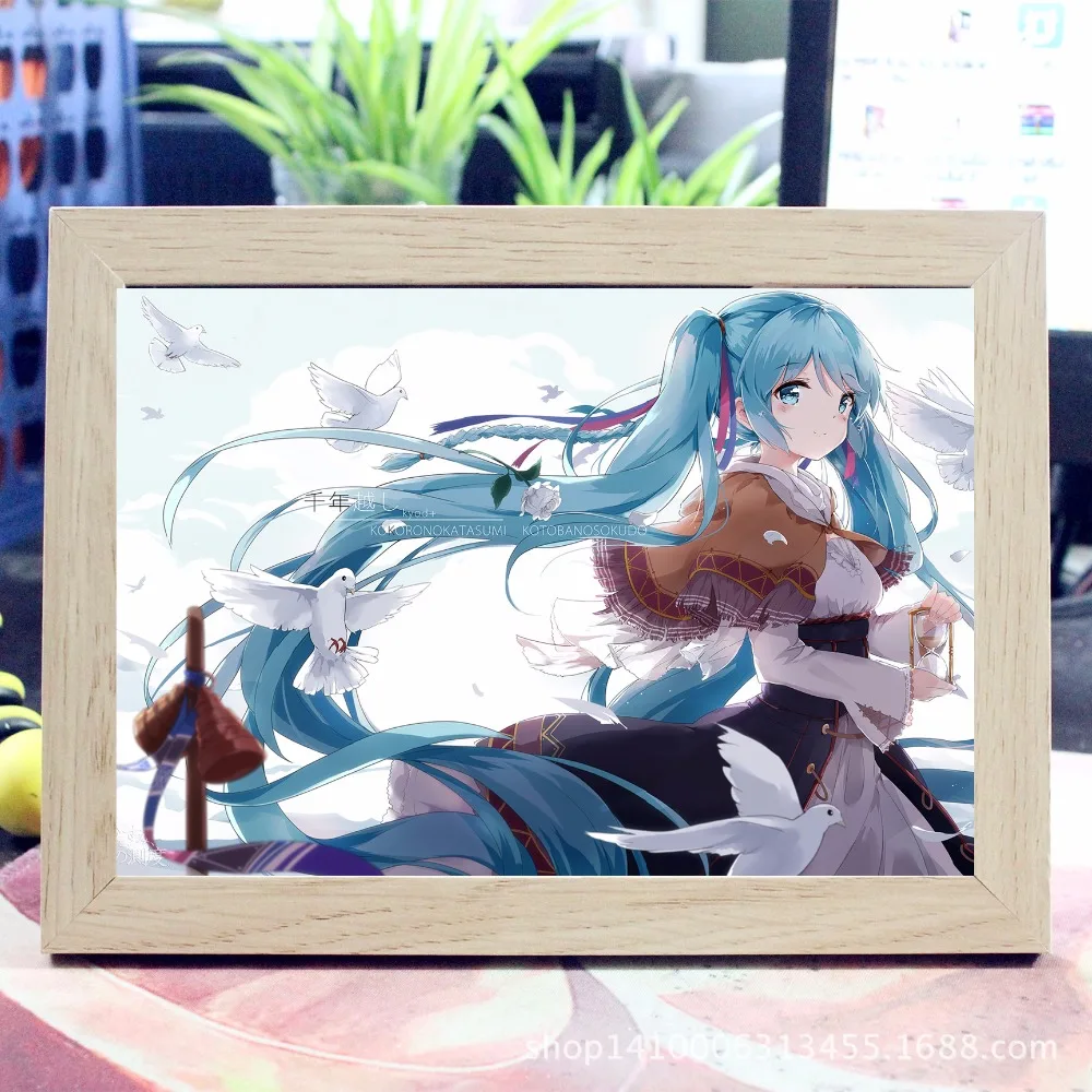 Who Канцтовары магазин аниме фоторамка рисунок повесить картину плакаты Hatsune Miku A3 7
