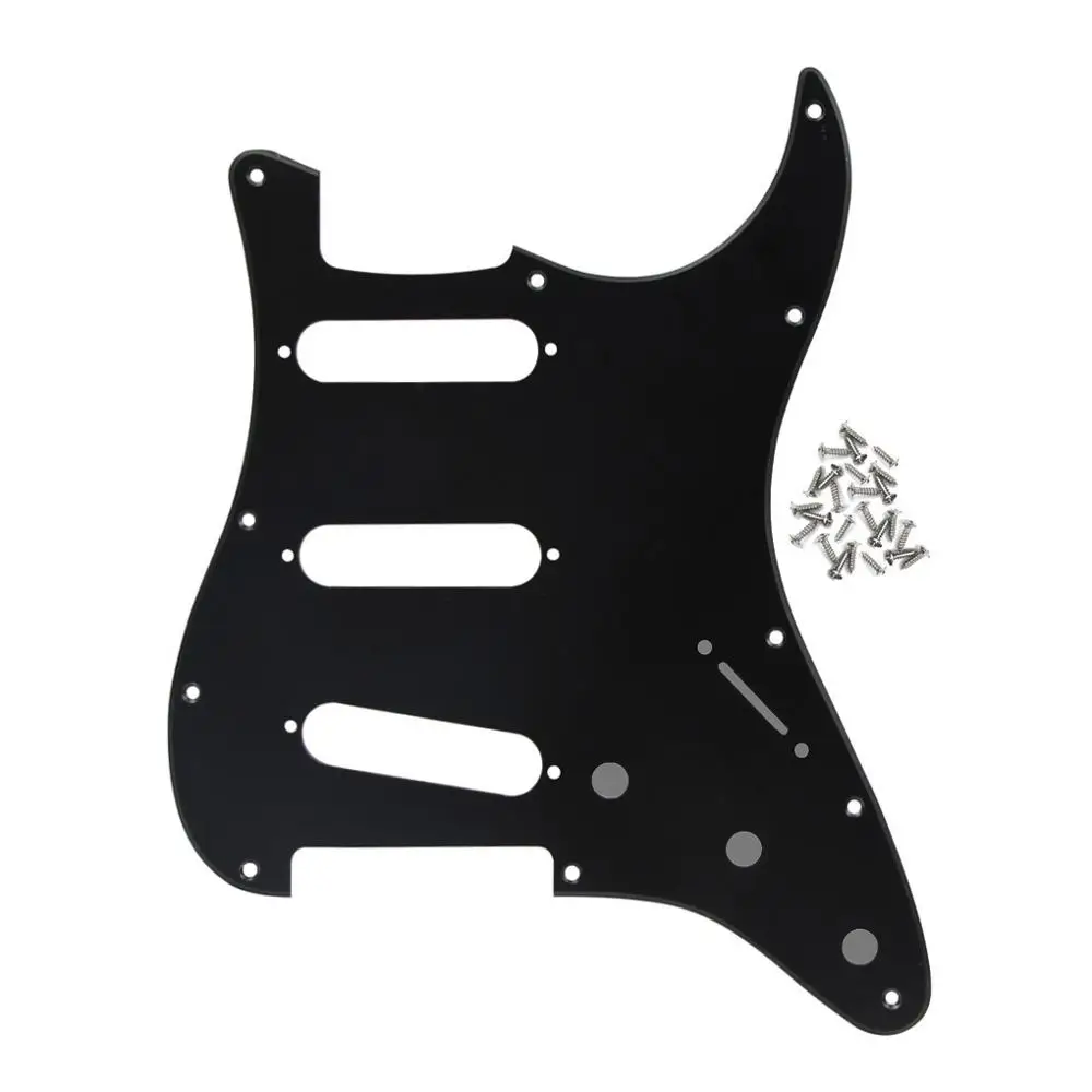 Matte Black 1Ply FLEOR 1 шт. Страт накладка на гитару sss pick Guard Scartch Plate w/pick guard винты для 11 отверстий гитарных частей, 20 цветов на выбор - Цвет: Matte Black 1Ply