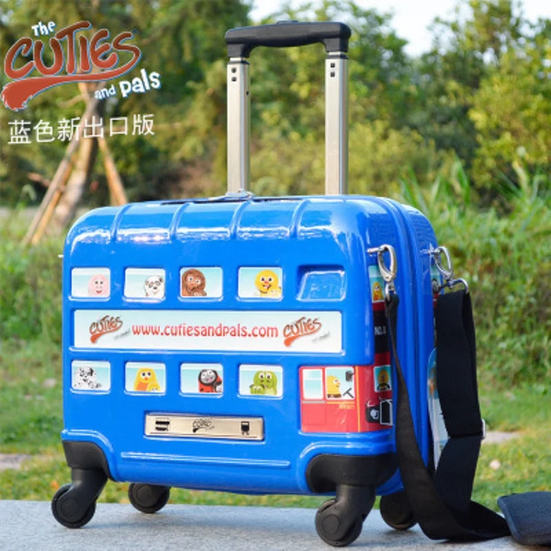 Travel tale cartoon children bus car ABS+PC Rolling Luggage Spinner brand Travel Suitcase Fashion