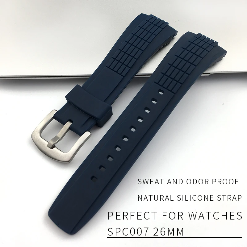 Ремешок силиконовый для наручных часов Seiko CPC077 мягкий прочный резиновый