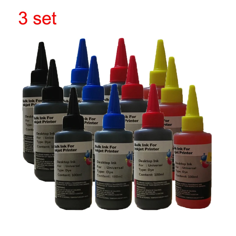 3 set100ml красочные совместимы пополнения чернил для canon hp epson samsung lexmark dell brother