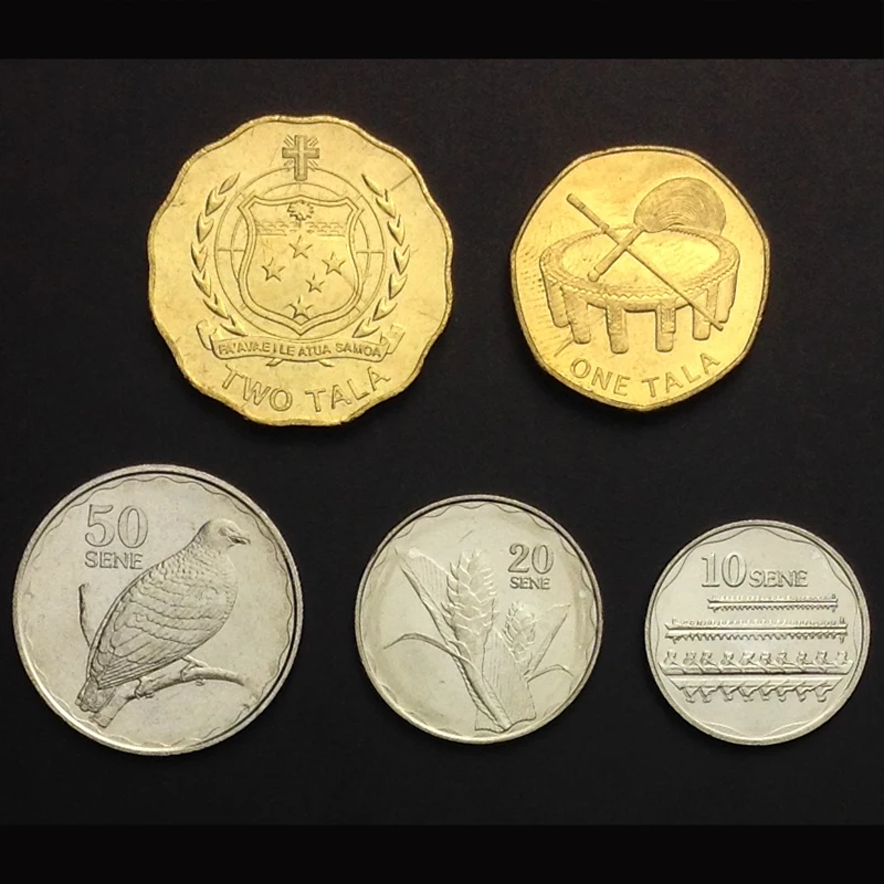 Оригинальные монеты Самоа 5 шт. 2011 год без циркуляции|coin|coins originalcoin coins |