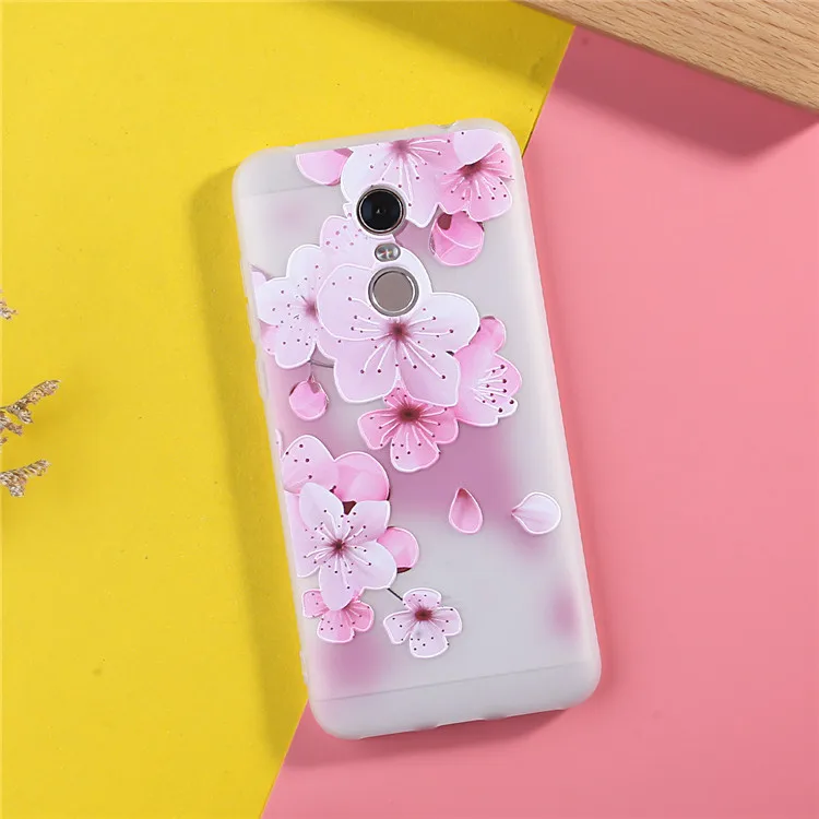 Классный милый чехол для телефона Xiaomi Redmi 5 Plus 3D рельефный розовый цветочный GO S2 K20