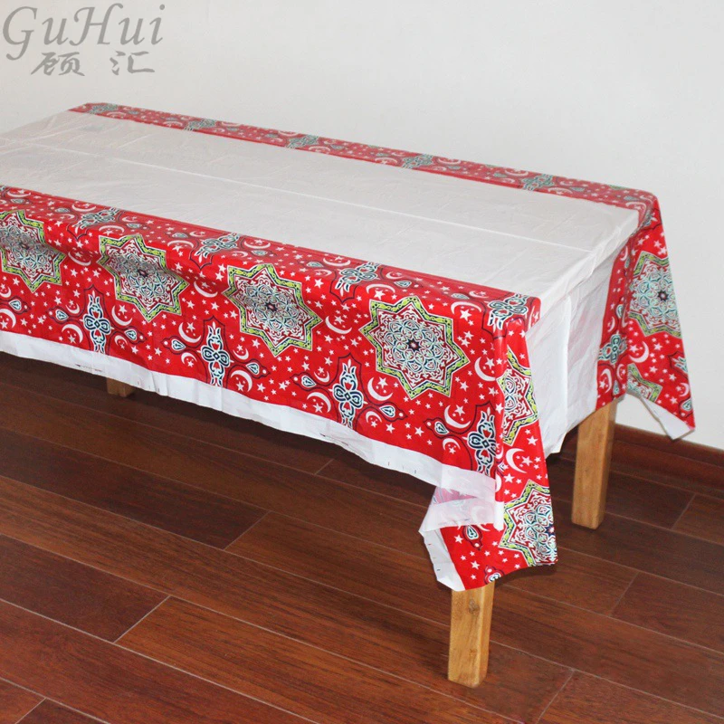 5Pcs 108X180cm Plastic Table Cloth Eid Rozah Festival Arabic Muslims Ramadan For Event Party Dining Decor Supplies Disposable | Дом и сад