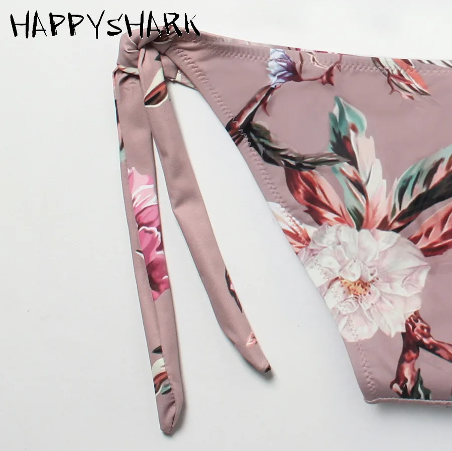 Бикини HAPPYSHARK с цветочным принтом новинка 2019 Бразильское бикини розовое стринги