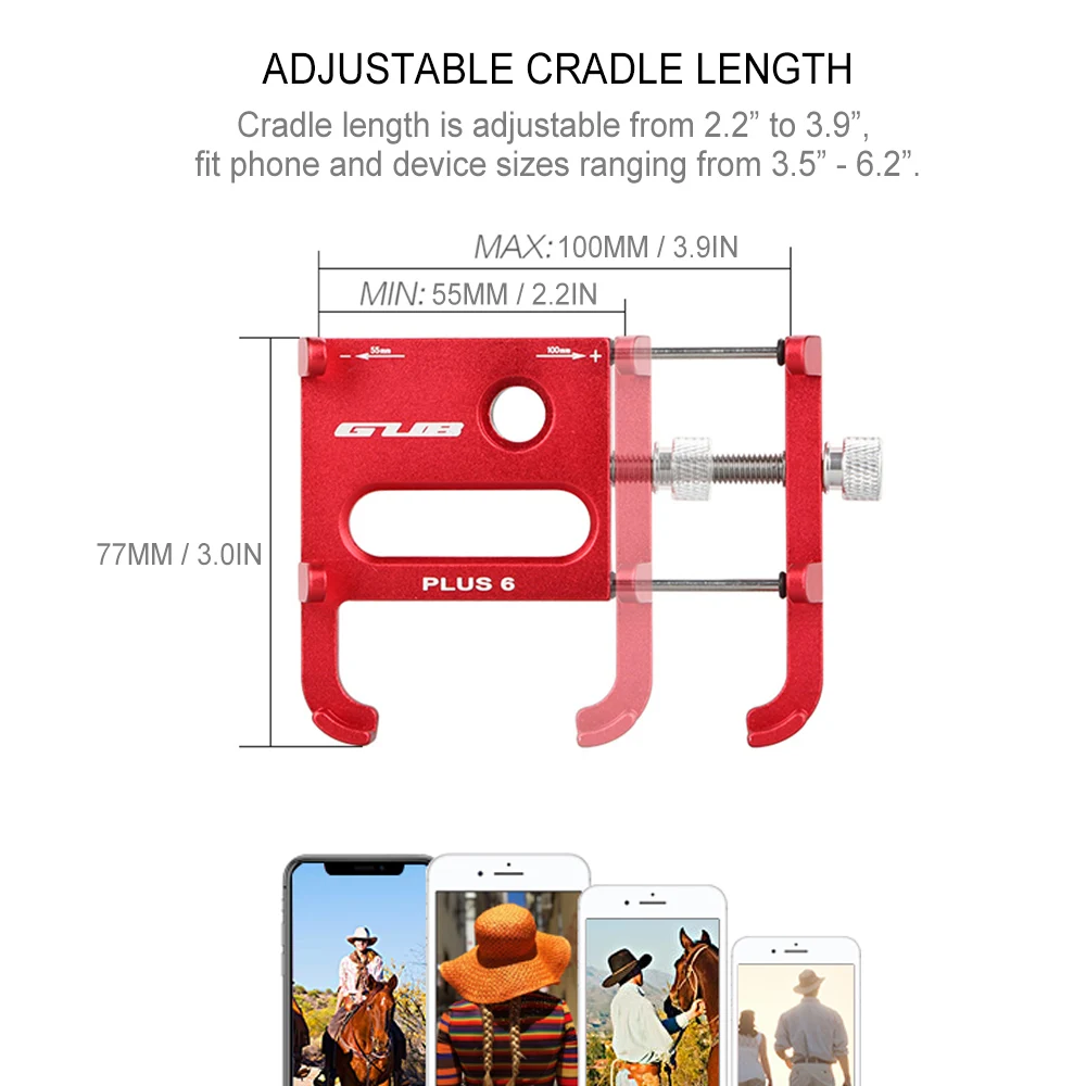 GUB Bicycle Phone Holder 360 Degree Rotating Length Adjustable Aluminum Bike Handlebar Mount Cycling Clip-on Clamp | Спорт и
