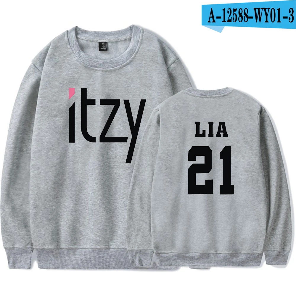 Новая Мода Kpop Itzy толстовки с принтом для мужчин женщин монолитным Толстовка повседневное О образным вырезом длинным рукавом унисекс Harajuku - Цвет: 24