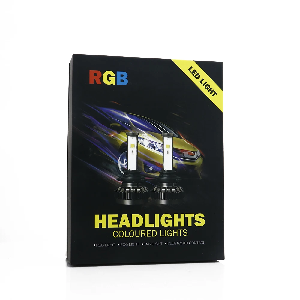 Автомобильные светодиодные фары RGB цветные лампы H1 H4 H27 H7 50 Вт 10800LM