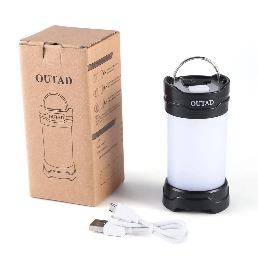 OUTAD мини Водонепроницаемый фонарь кемпинг light 2000 мАч Rechargeable 300LM 7 режим вывода