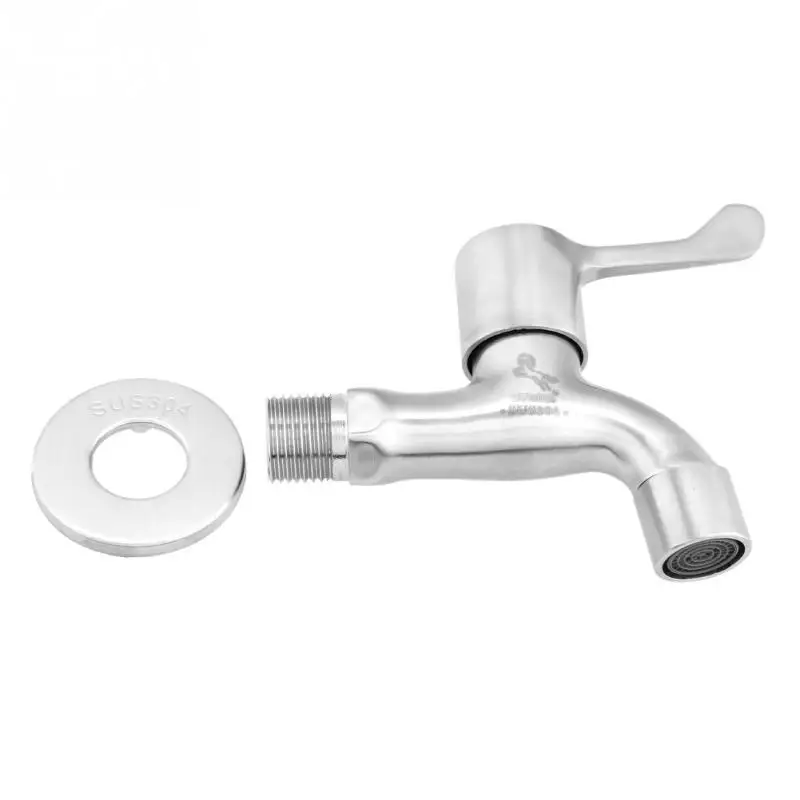 

Silver Stainless Steel Faucet Single Lever Faucet Tap for Laundry Washing Machine Home Kitchen Garden Single Lever Handle