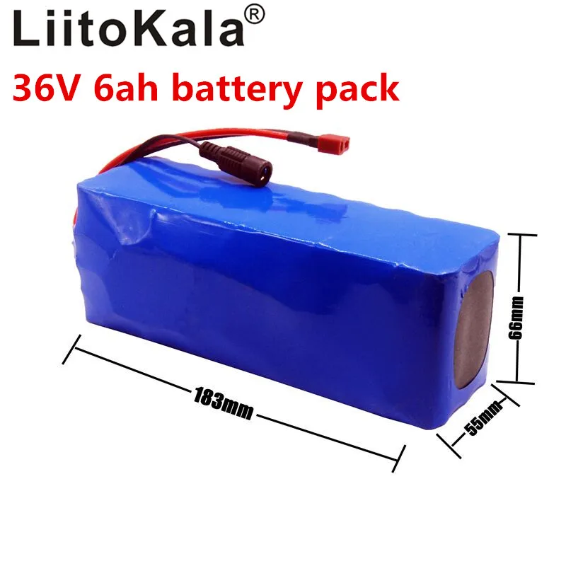 Литиевая батарея LiitoKala для электрического велосипеда 36В 6А ч 500 Вт 18650 8А чехол из