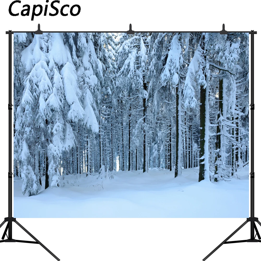 

Capisco photography background Winter snowy pine forest Christmas backdrop for Photo studio new arrival camera fotografica