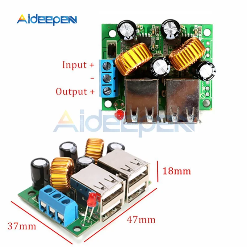 4 четыре USB порта A5268 понижающий блок питания конвертер плата модуль DC 12V 24V 40V до 5V 5A