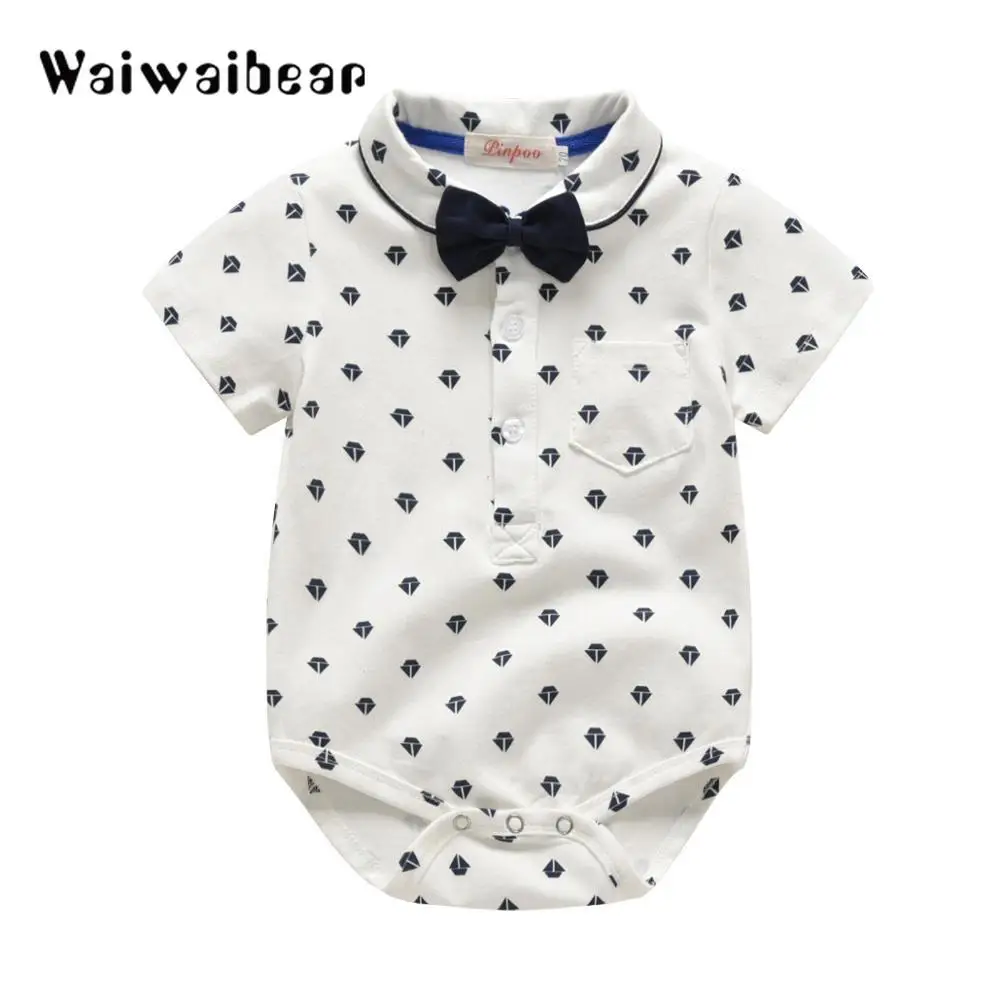 Baby Boys Gentleman Clothes Sets Summer Suits For Toddler Kid Formal Party Bow Bodysuit Set Infant Boy Clothing |