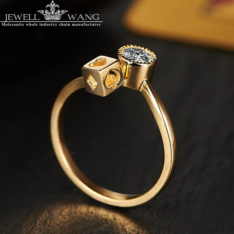 Ювелирные изделия Moissanite 18K золотые кольца для женщин 0.3ct сертифицированные De/LC помолвки оригинальные кольца с изображением покера Роскошные Фэнтези солин озеро