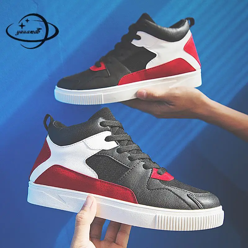 YAUAMDB mens vulcanize shoes male 39-44 spring autumn lace up high top mesh breathable patchwork fashion man ly43 | Обувь