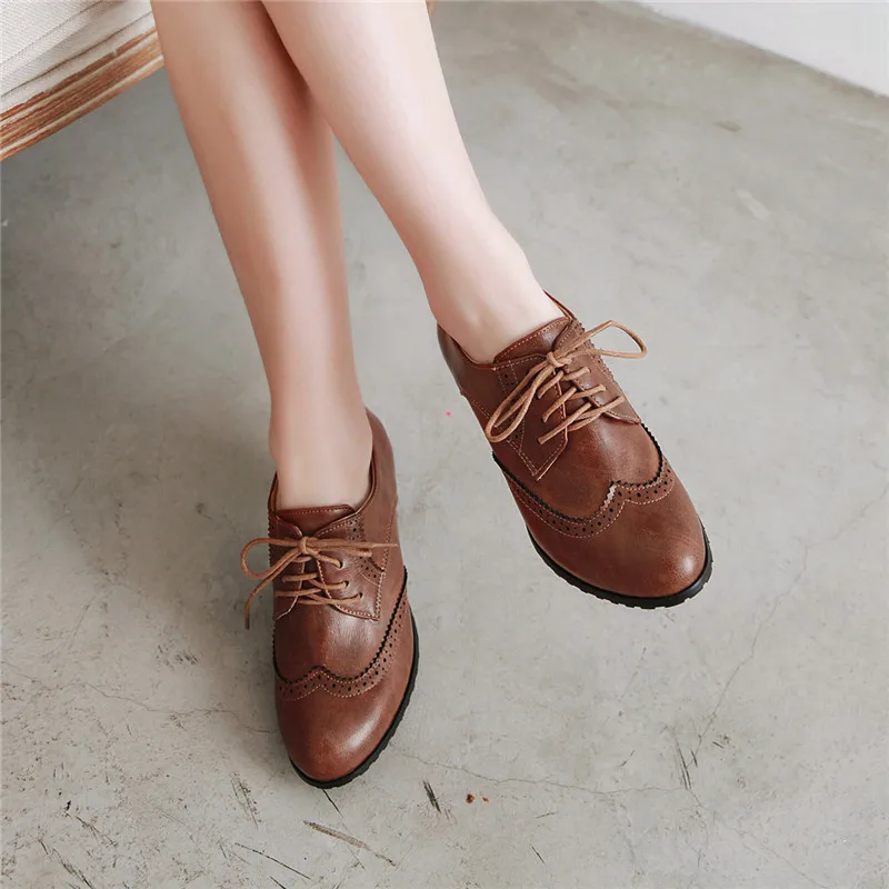 Женские винтажные броги YMECHIC черные зеленые серые туфли лодочки на высоком