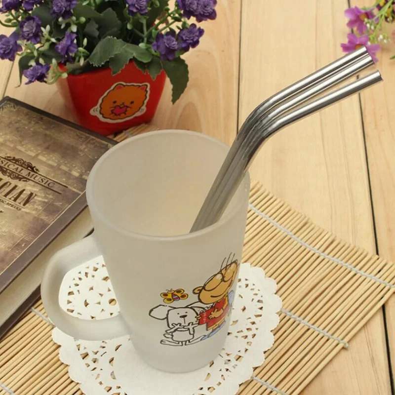 Ультра длинные 4 шт соломы Многоразовые металлические соломинки с чистящей