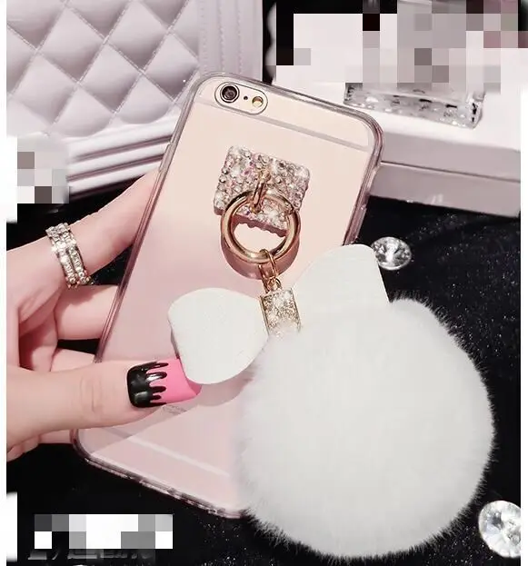 Прелестный мех кролика мяч телефона Прозрачный чехол для samsung Galaxy A6 A8 плюс A9 Pro A7 A5