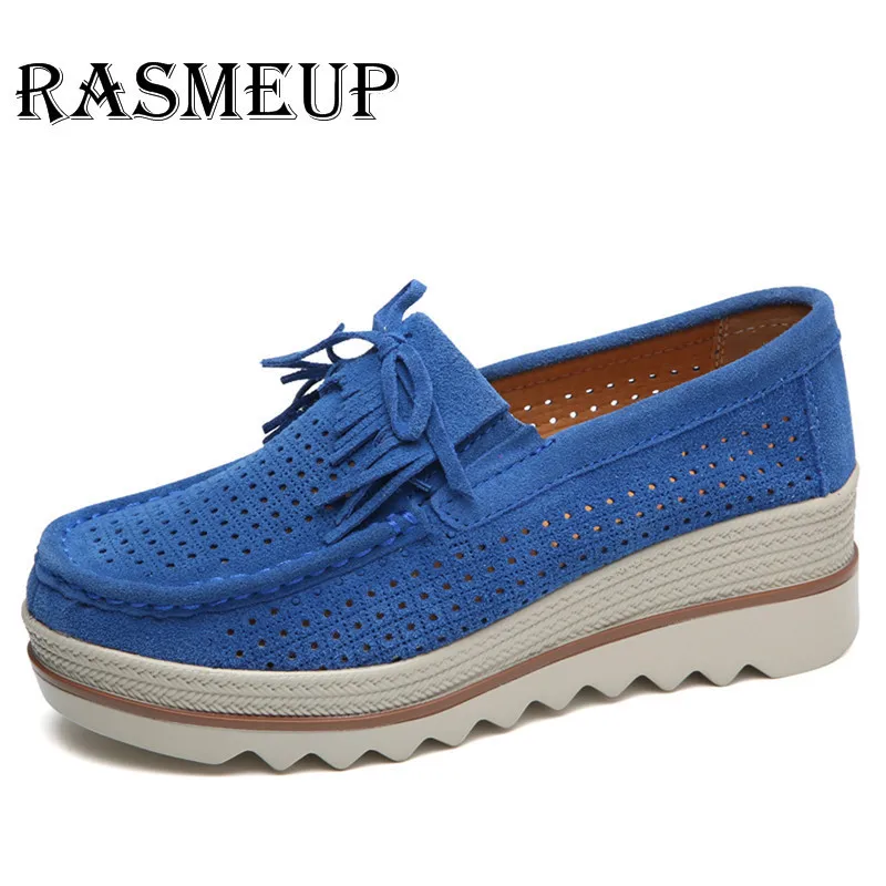 RASMEUP/женские кроссовки из натуральной замши на платформе Летняя женская обувь