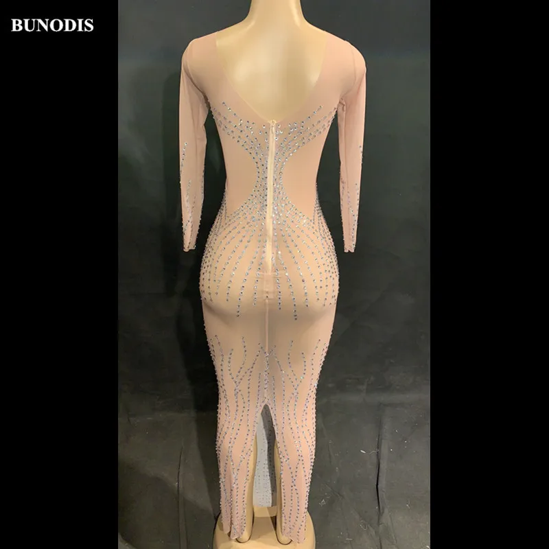 ZD458 Женская пикантная длинная юбка из сетчатой пряжи со сверкающими кристаллами