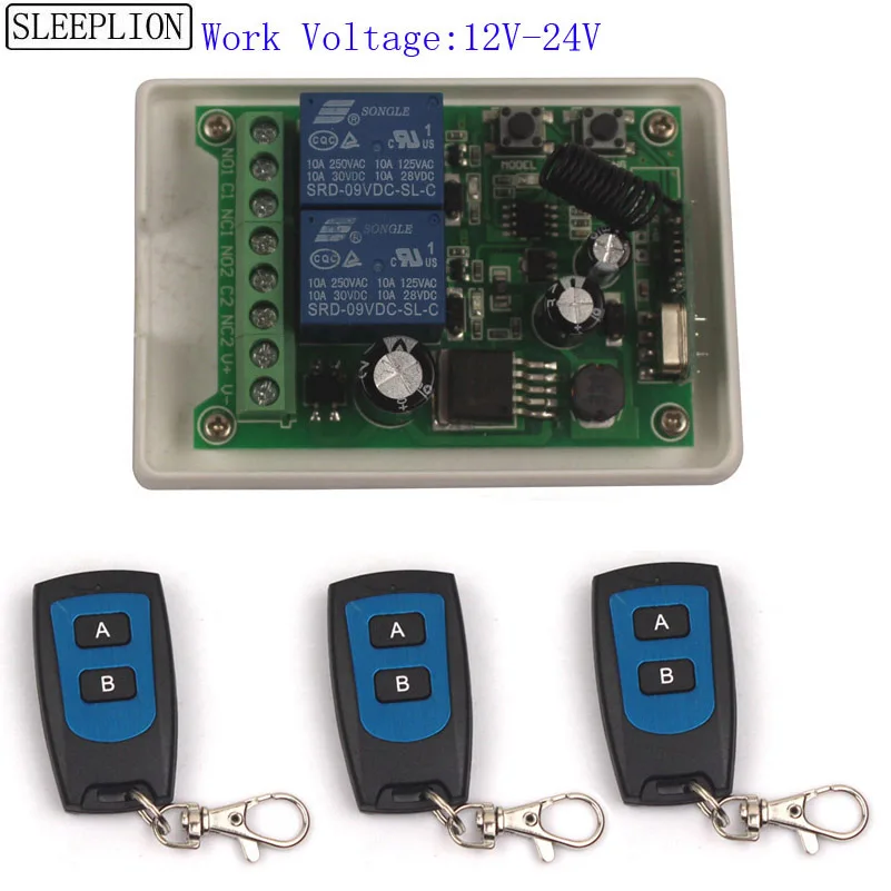 Sleeplion двери гаража мотор умный переключатель 12V 24V 36V 48V 2CH системы дистанционного