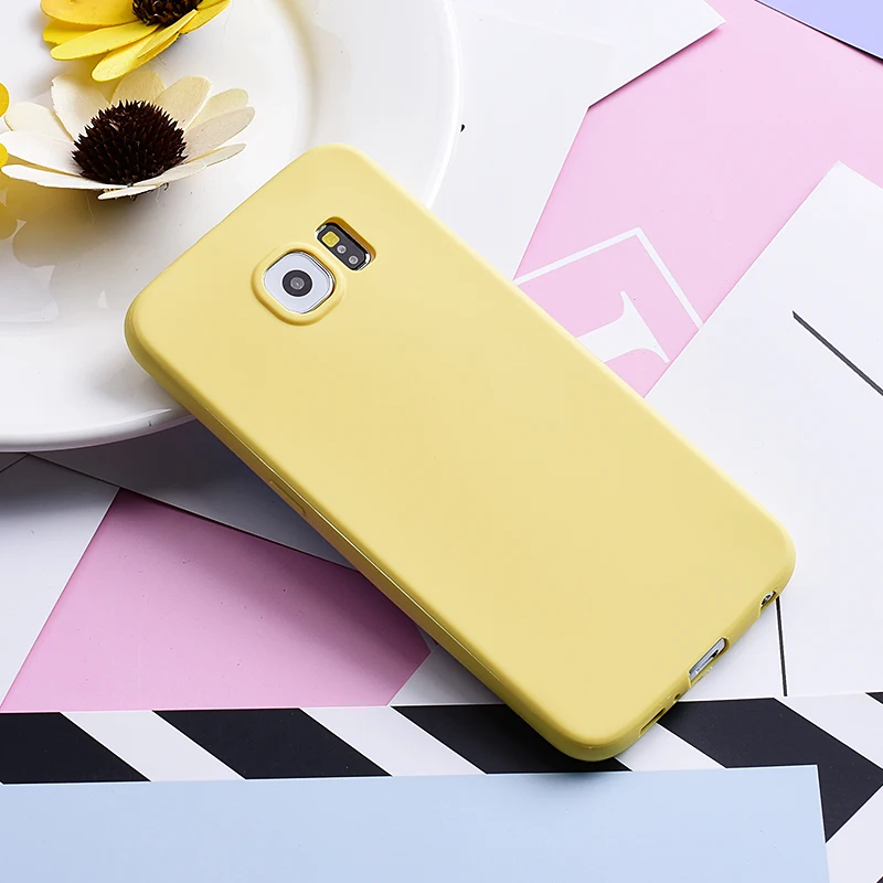 Yellow Мягкий ТПУ чехол Yokata для samsung Galaxy S5 S6 S7 Edge силиконовый чехол для samsung S8 S9 Plus карамельный цвет милый резиновый чехол для девочки - Цвет: Yellow
