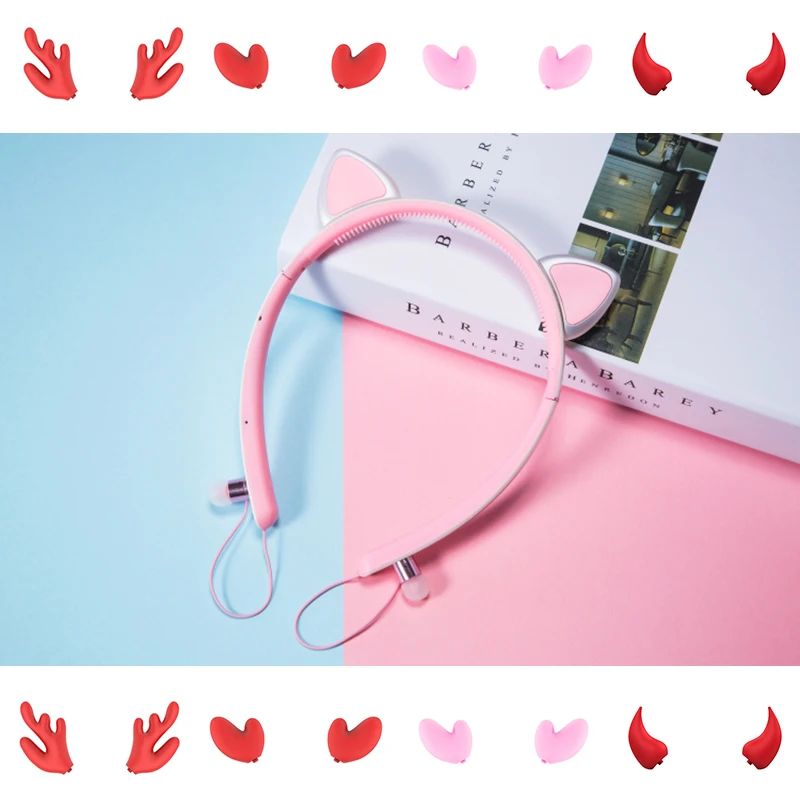 Bluetooth Беспроводные наушники с кошачьими ушками, игровая гарнитура, наушники со светодиодный светильник для ПК, ноутбука, компьютера, мобильного телефона для девочек, детей